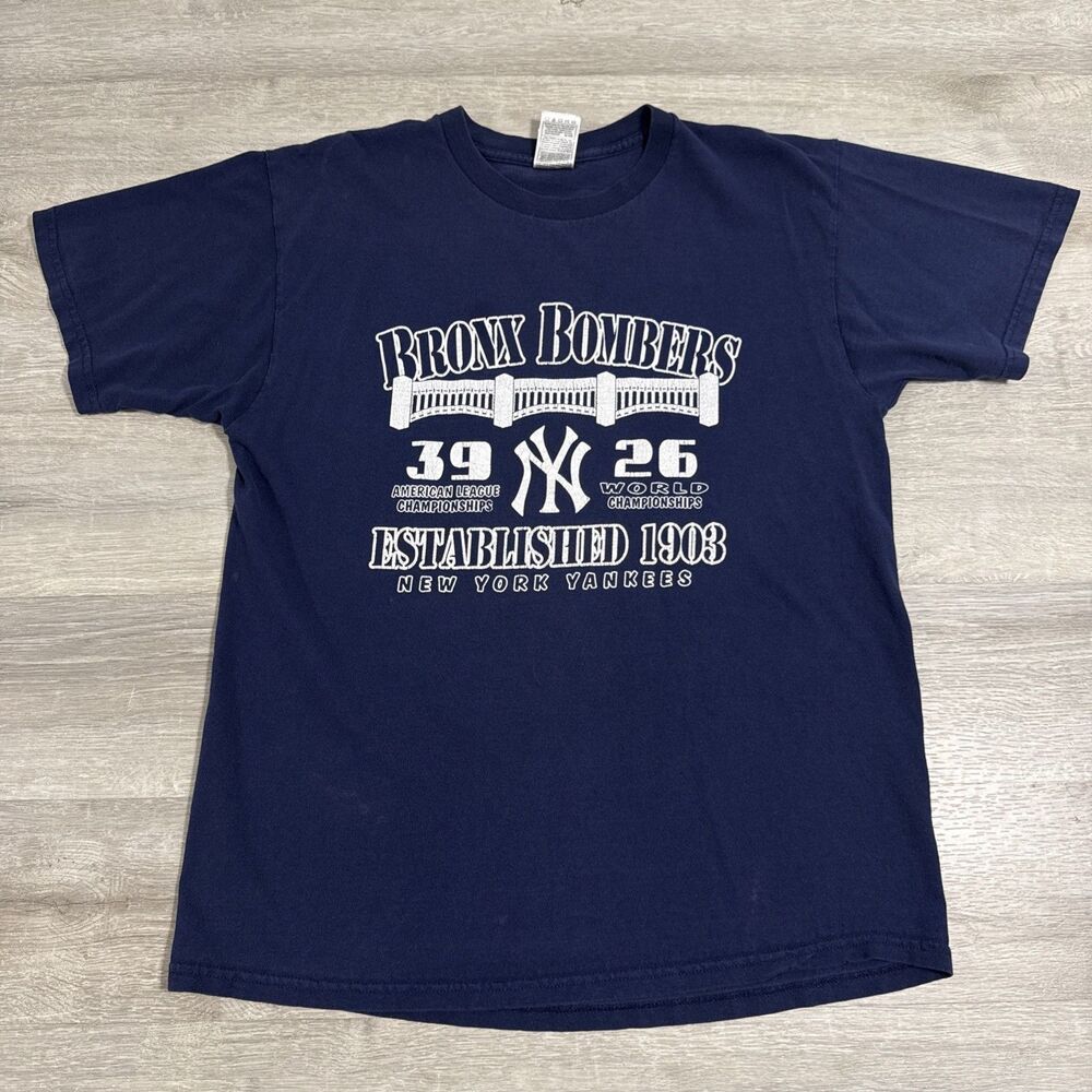 New York Yankees Shirt Bronx Bombers 39 AL 26 World Champs Men's Blue Large Tee